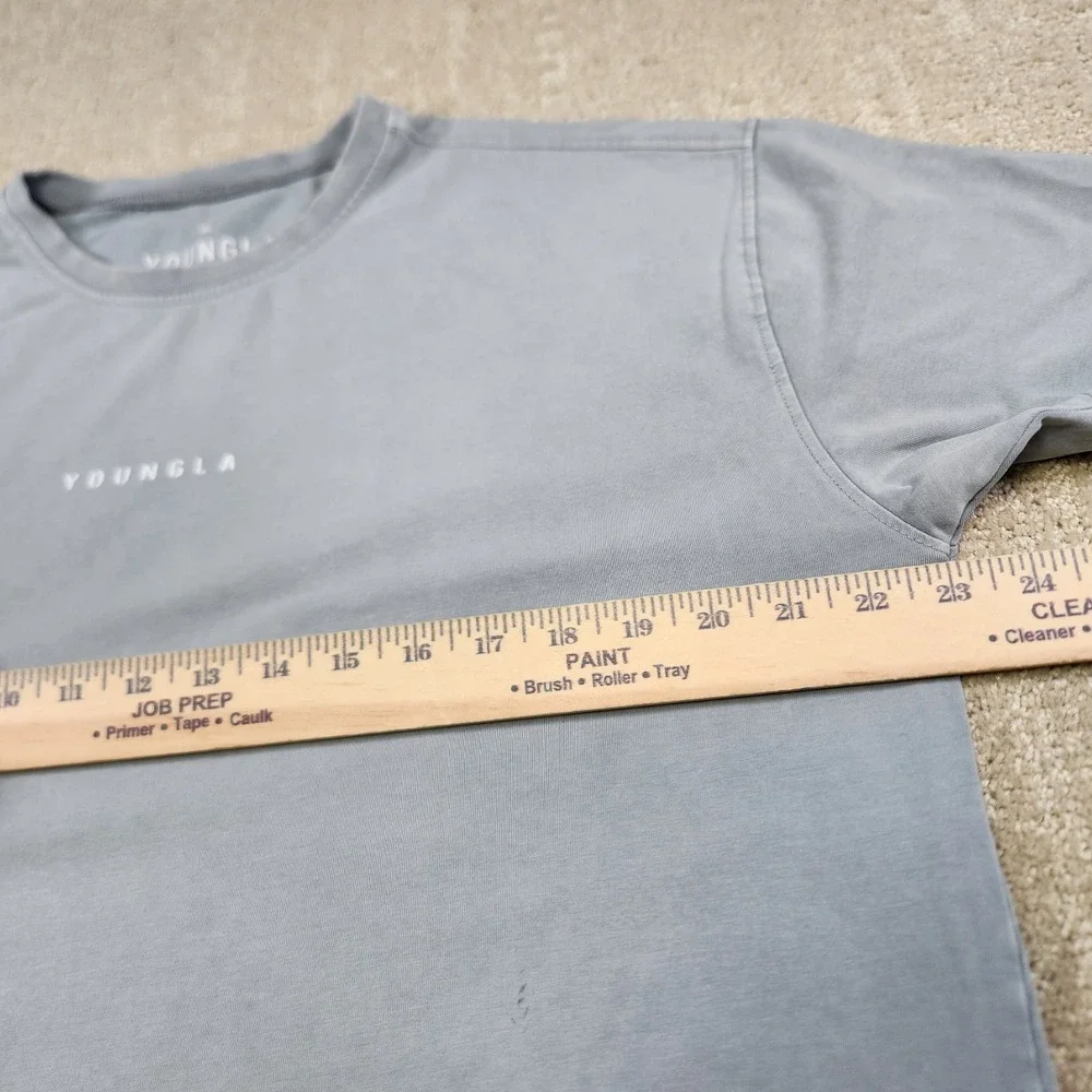 Young LA Shirt Men Small Oversized Rambo Gray Cotton Stretch Pump Cover